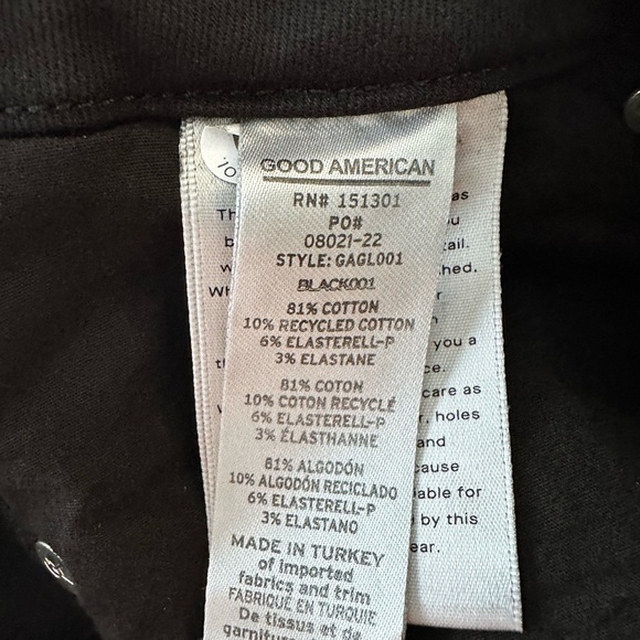 Good American Good Legs Black Denim Jeans Size 8 NWT 29” Inseam Stretch - Picture 9 of 10